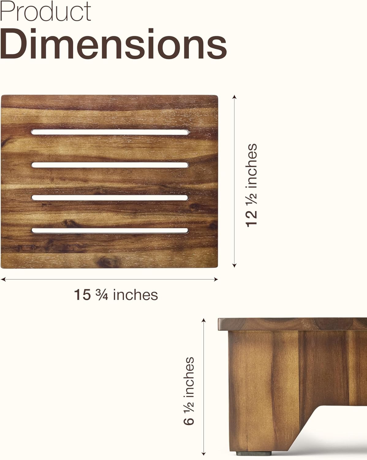 HOLANA 6.5" Wooden Step Stool for Adults (No Assemble Required) - 500 Lbs One Step Stools for High Bed Riser - Small Stepping Stool for Elderly, Seniors, Kid/Bathroom, Bed, Kitchen (Acacia Wood)