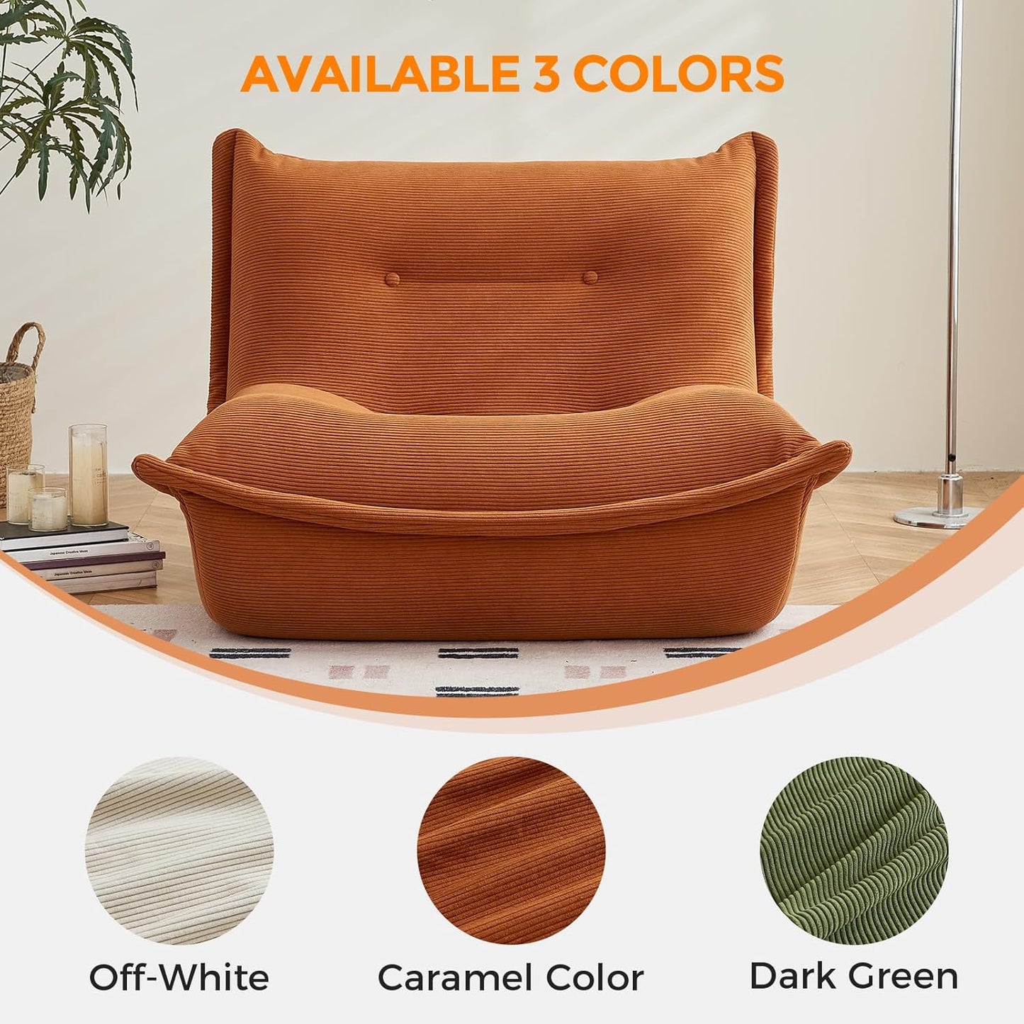 Bean Bag Chairs for Adults Giant BeanBag Chair Sofa Memory Foam Bean Bag Chair Couch with Ergonomic Design for Adults and Kids Home Living Room Bedroom Office Home Gaming Salon(Caramel Color)