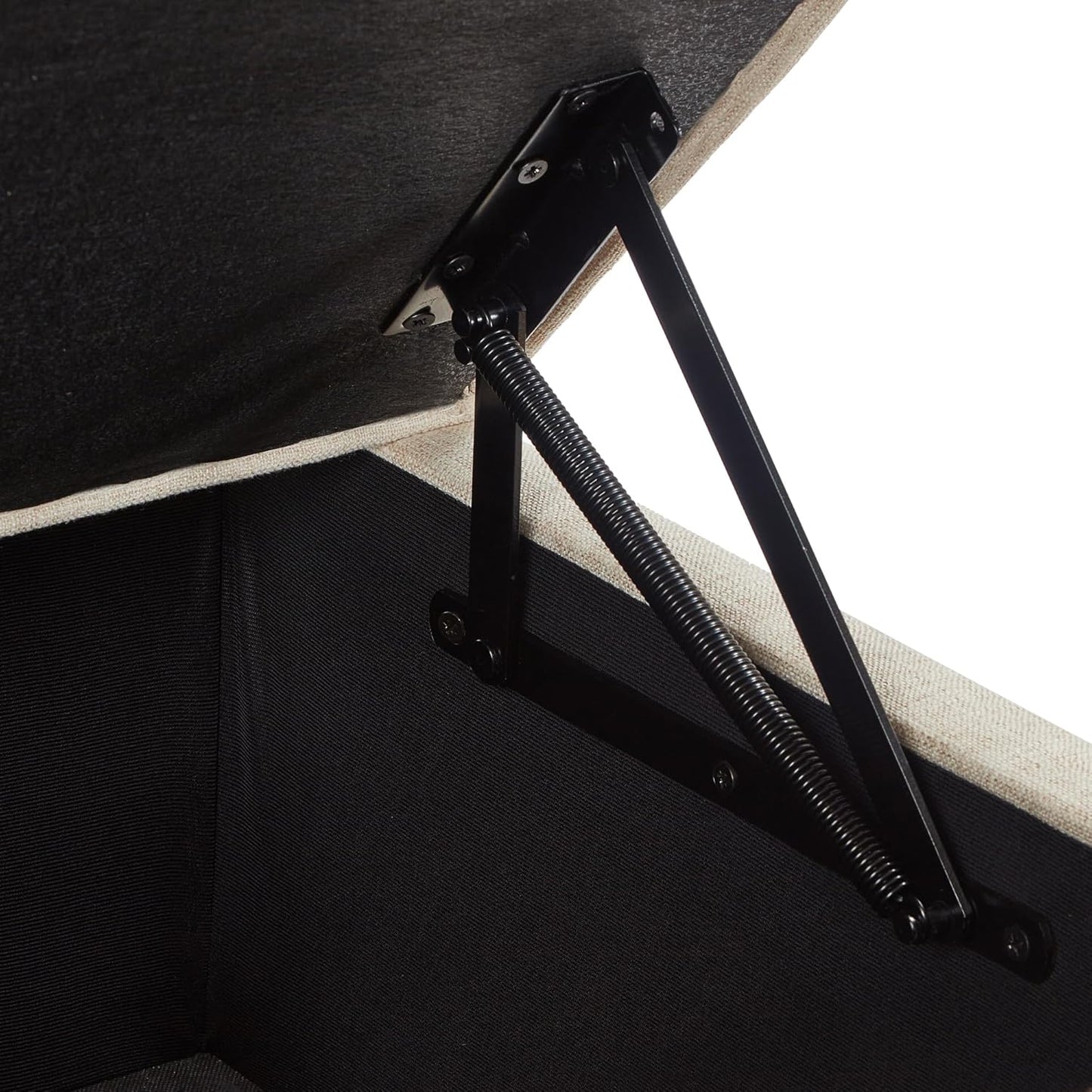 Ball & Cast 45" Sofa Ottoman with Storage, Linen Upholstered Bench with Rotation Casters and Safety Hinge for Living Room, Multi-Function Coffee Table,Oatmeal