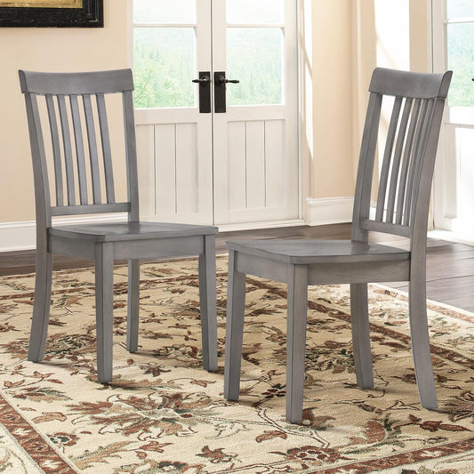 COLAMY Wooden Dining Chairs Set of 2, Spindle High Back Windsor Kitchen Side Chair, Farmhouse Dining Chairs for Kitchen and Dining Room, Light Grey