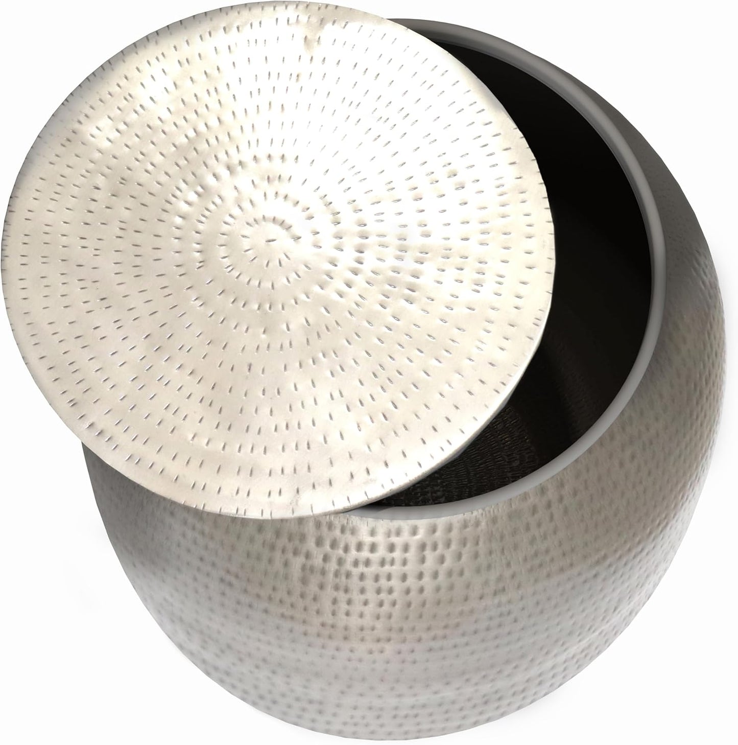 SIMPLIHOME Griffen Industrial 19 Inch Wide Metal Storage Accent Side Table in Antique Silver, Fully Assembled, For the Living Room and Bedroom