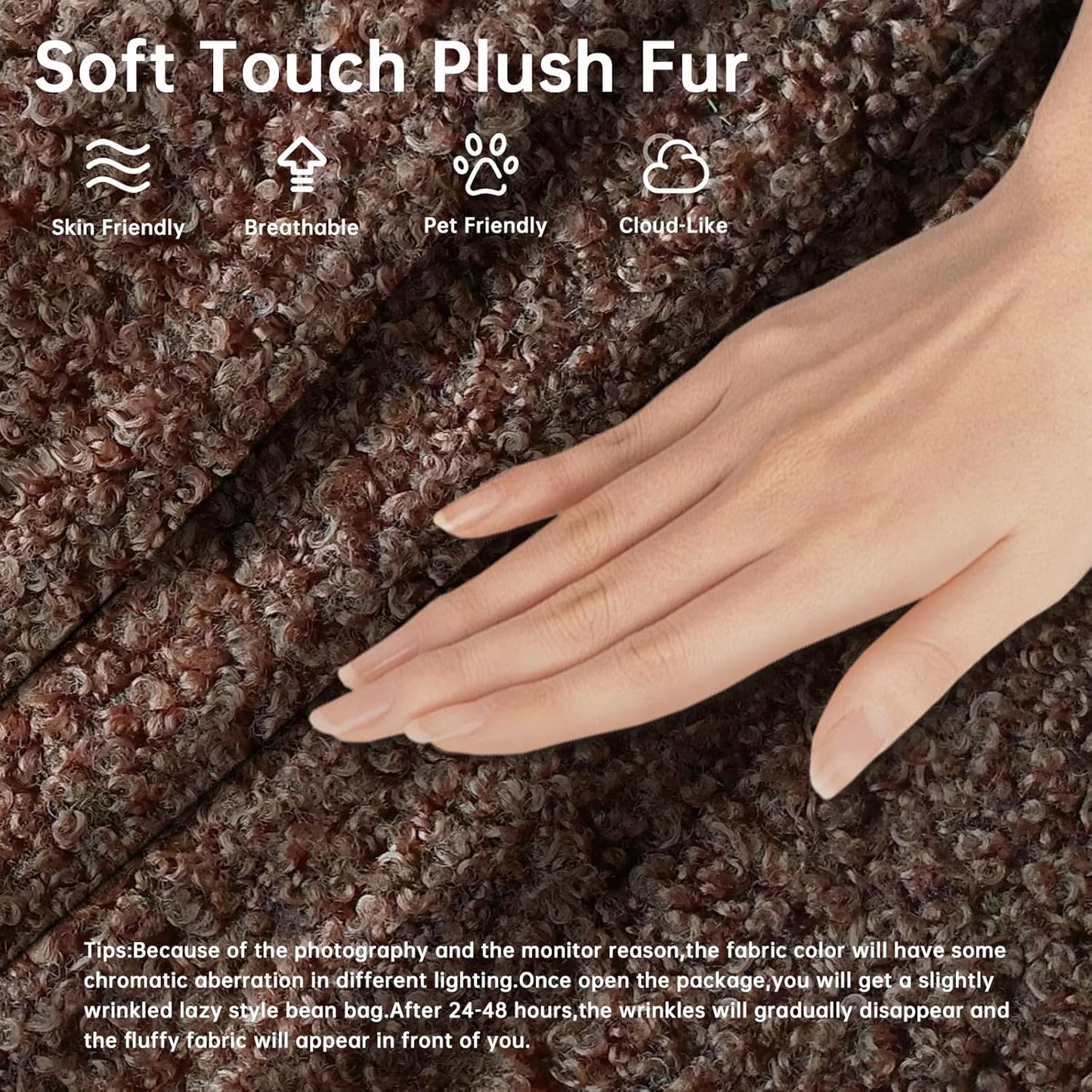 Bean Bag Chairs for Adults, Memory Foam Couch Loveseat Sofa Chair, Soft Teddy Material Cozy Comfy Reading Nook Chairs, Floor Chair for Living Room Bedroom Office(Coffee)