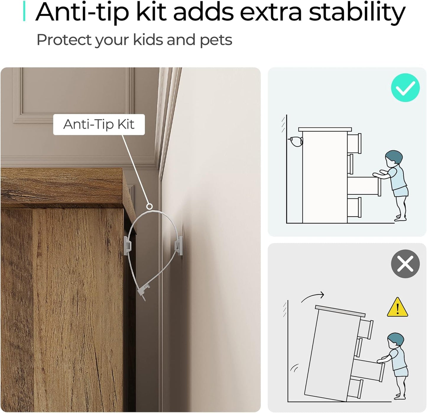 LINSY HOME 8-Drawer Dresser - Modern Bedroom Chest with Wide Drawers, Wood Storage Organizer for Bedroom or Living Room, Brown