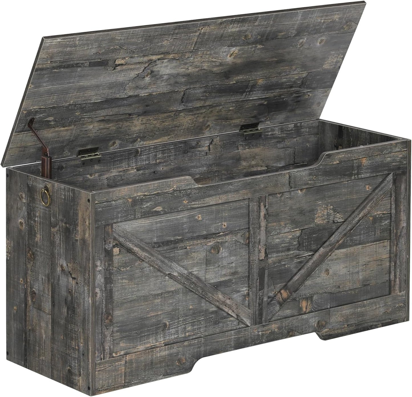HOOBRO Storage Bench, 39.4” Retro Wooden Storage Chest with U-Shaped Cut-Out Pull, Safety Hinge, Supports 220 lb and Easy Assembly for Toy Box Organizer (Vintage Gray) VP771CW01