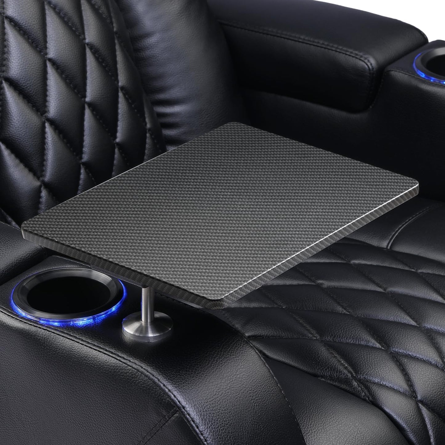 Home Theater Seating Series Swivel Tray Table Couch Carbon Fiber Pattern