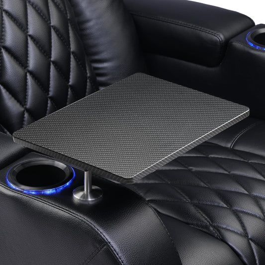 Home Theater Seating Series Swivel Tray Table Couch Carbon Fiber Pattern