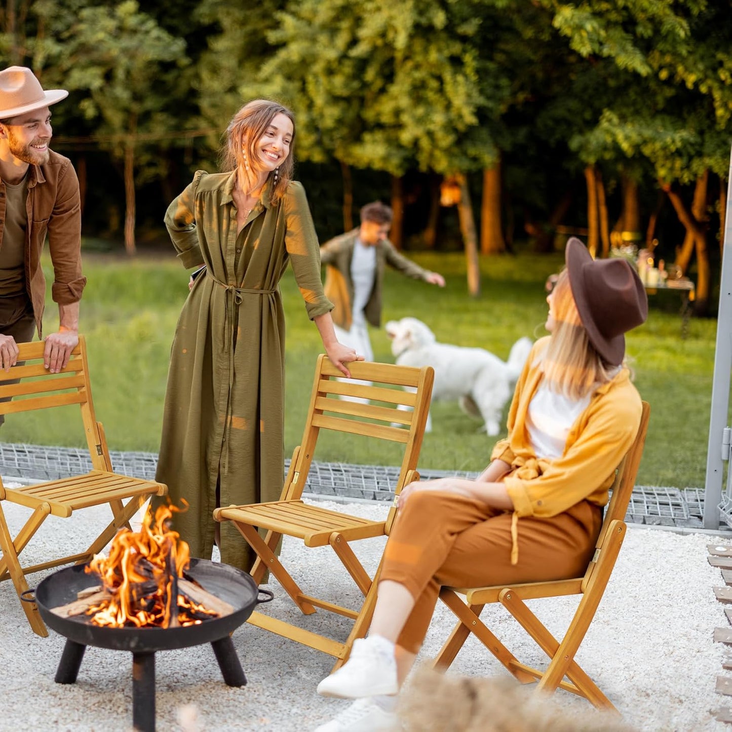 Tranquillo Anya Acacia Wood Folding Chairs Set of 2 – 400lbs Capacity, No Assembly Needed, Indoor & Outdoor Wooden Foldable Dining Chairs, Space-Saving & Portable Design for Home & Events