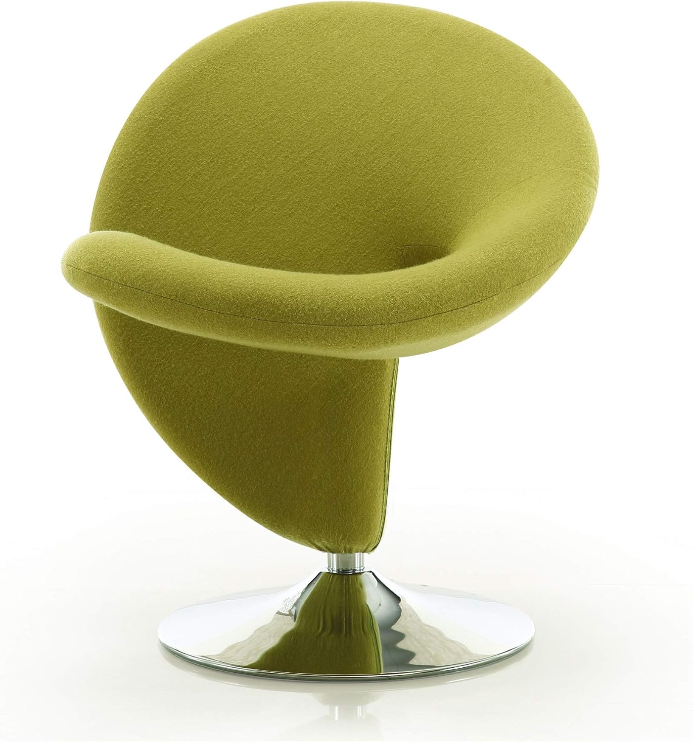Manhattan Comfort Curl Swivel Accent Chair Set of 2 with 360° Turn, Fully Assembled, Upholstered in Wool Blend, Modern Ergonomic Design with Polished Chrome Base, Living Room & Office, Green