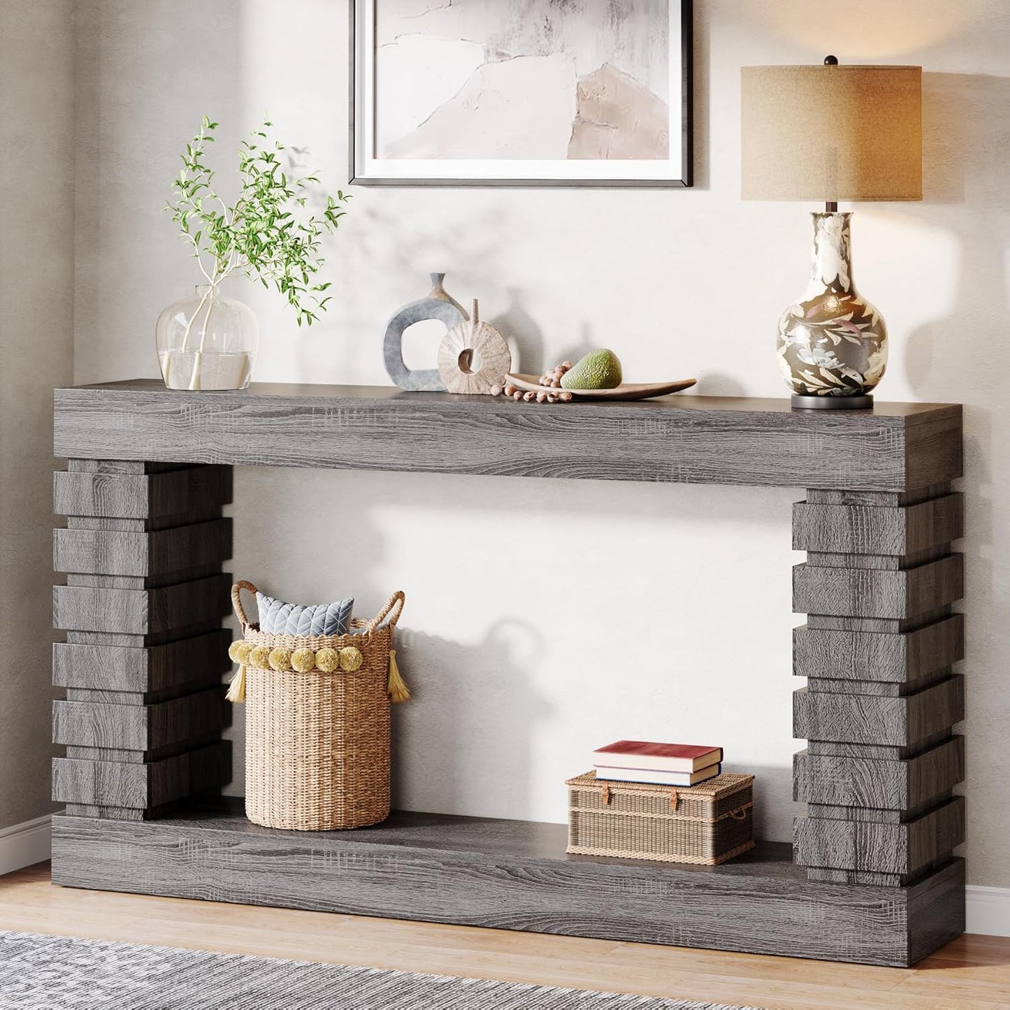 Tribesigns 70.8-Inch Long Console Table, Wood Entryway Table with Storage, Narrow Sofa Table for Living Room Entryway Hallway (Gray)
