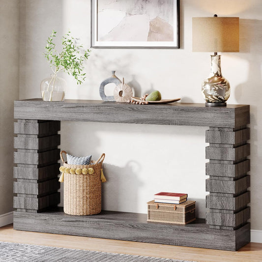 Tribesigns 70.8-Inch Long Console Table, Wood Entryway Table with Storage, Narrow Sofa Table for Living Room Entryway Hallway (Gray)