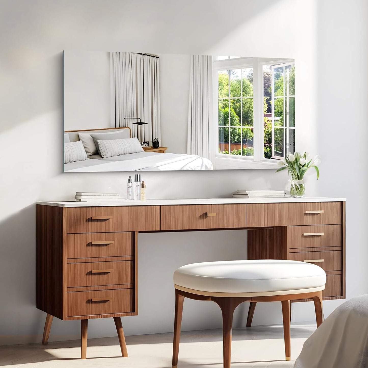 KOCUUY Frameless Mirror,24x48 Inch Rectangle Bathroom Vanity Mirror for Over Sink, Upgraded Shatterproof Unframed Design for Bedroom, Living Room, Entryway