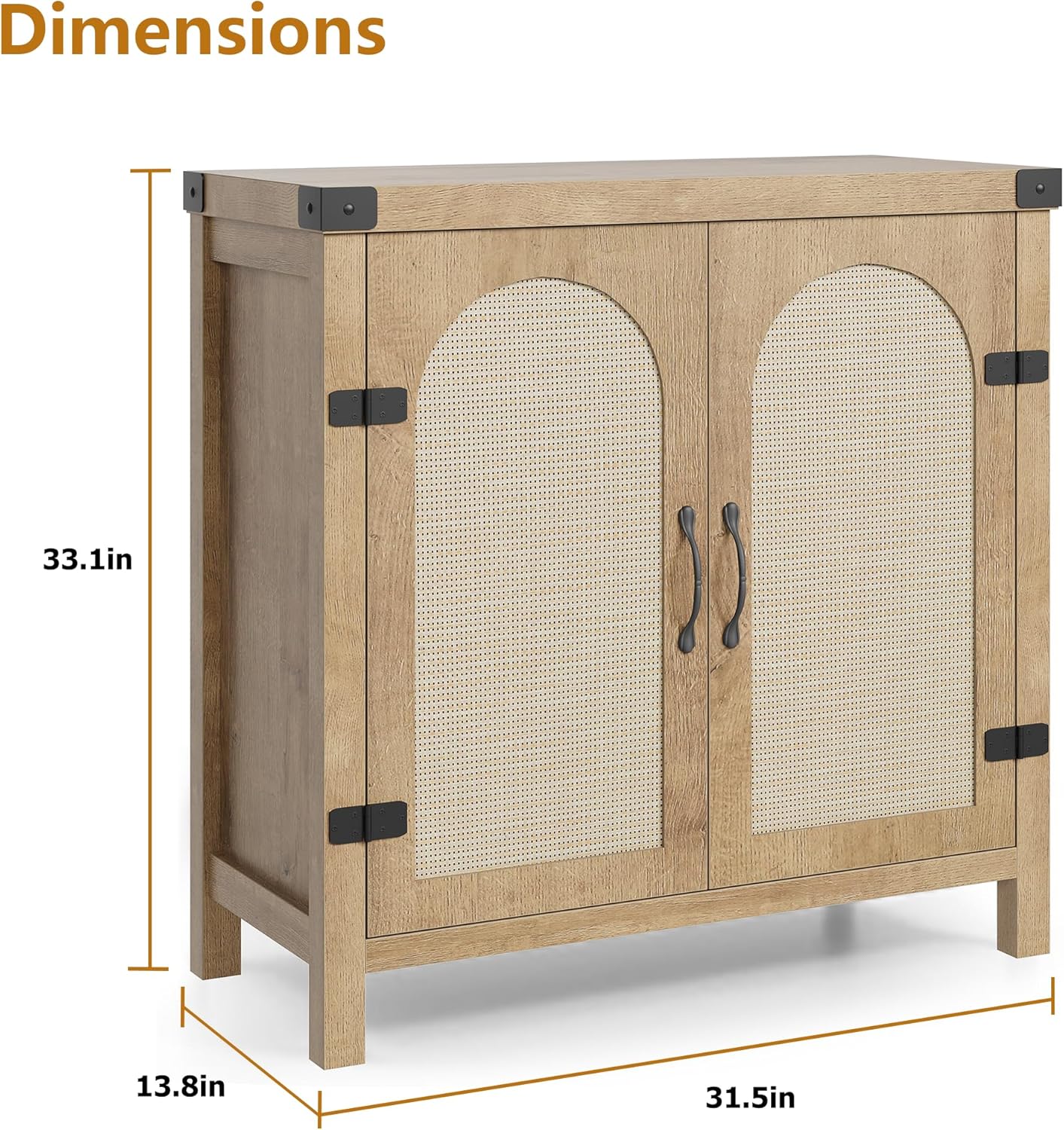 IDEALHOUSE Rattan Buffet Cabinet with Storage, Sideboard with Synthetic Rattan-Accent Doors, Adjustable Shelves, Storage Cabinet for Living Room Dining Room Hallway, Natural