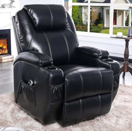 S*MAX Lift Chairs Recliners for Elderly Power Recliner Chairs Full Air Leather Electric Recliner Chairs Side Pockets USB Charge Port and Remote Control Power Lift Recliners Black