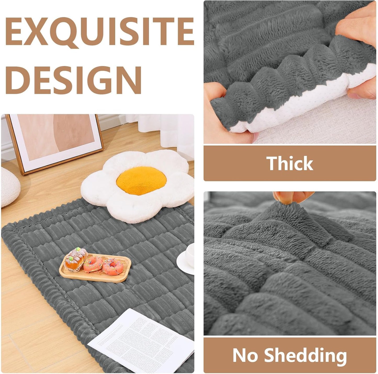 Smiry Couch Cover for Dogs Washable, Non Slip Fuzzy Pet Couch Covers for 3 Cushion Sofa Pet Friendly, Thick Soft Sofa Slipcovers Cushion Protector (Dark Grey, 27.6" x 82.7")