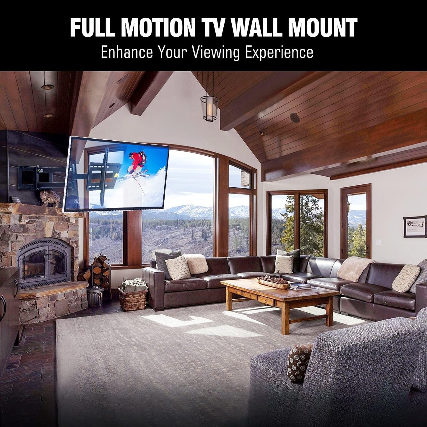 FORGING MOUNT Heavy Duty Long Arm TV Mount,Full Motion TV Mounts Bracket 43 inch Extension Dual Articulating Arm, Fits 50-90 Inch Flat/Curve TVs, Holds up to 198 lbs, VESA600x400mm