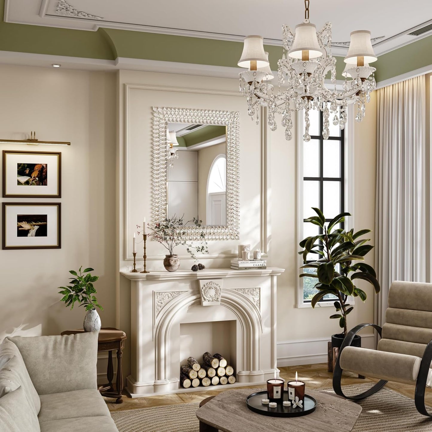 Kelly Miller Large Jeweled Mirror for Wall Decor, 28"x40" Luxury Sparkling Diamond Mirror Beveled Modern Wall Decoration for Bathroom, Living Room, Bedroom, Hallway, Entryway