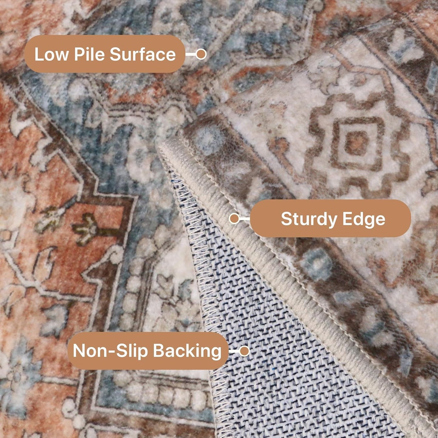 GENIMO 2x10 Runner Rugs for Hallway, Machine Washable Non Slip Vintage Rugs, Low Pile Lightweight Soft Print Rug for enrtyway, Corridor, Home Office, Kitchen, Dew Pink