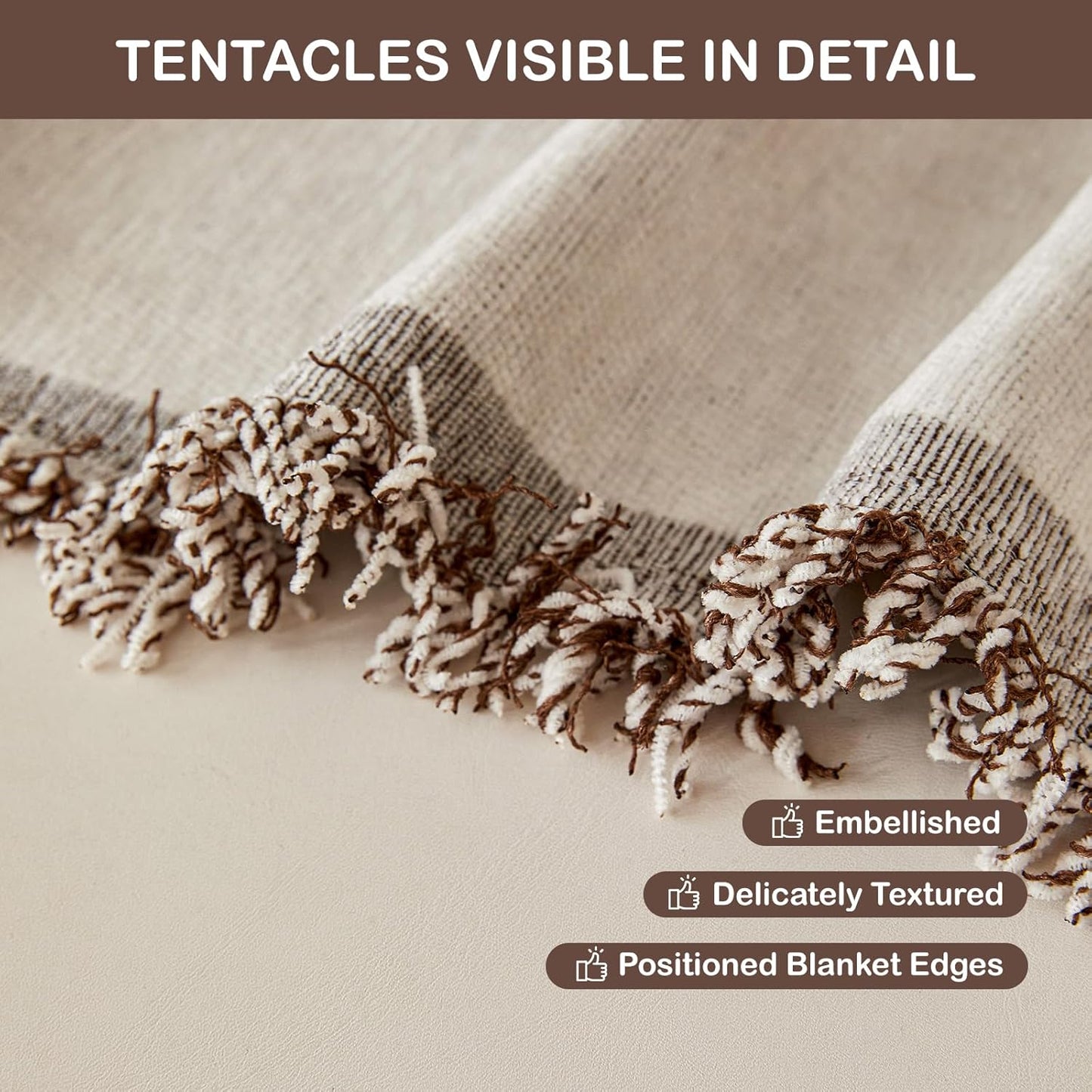 STACYPIK Boho Chenille Couch Cover for Pets, Khaki Striped Sofa Cover for 2 Cushion Couch, Non Slip Furniture Protector, Tassels Geometric L Shaped Couch Cover for Dogs Cat Loveseat Slipcover-71x118IN