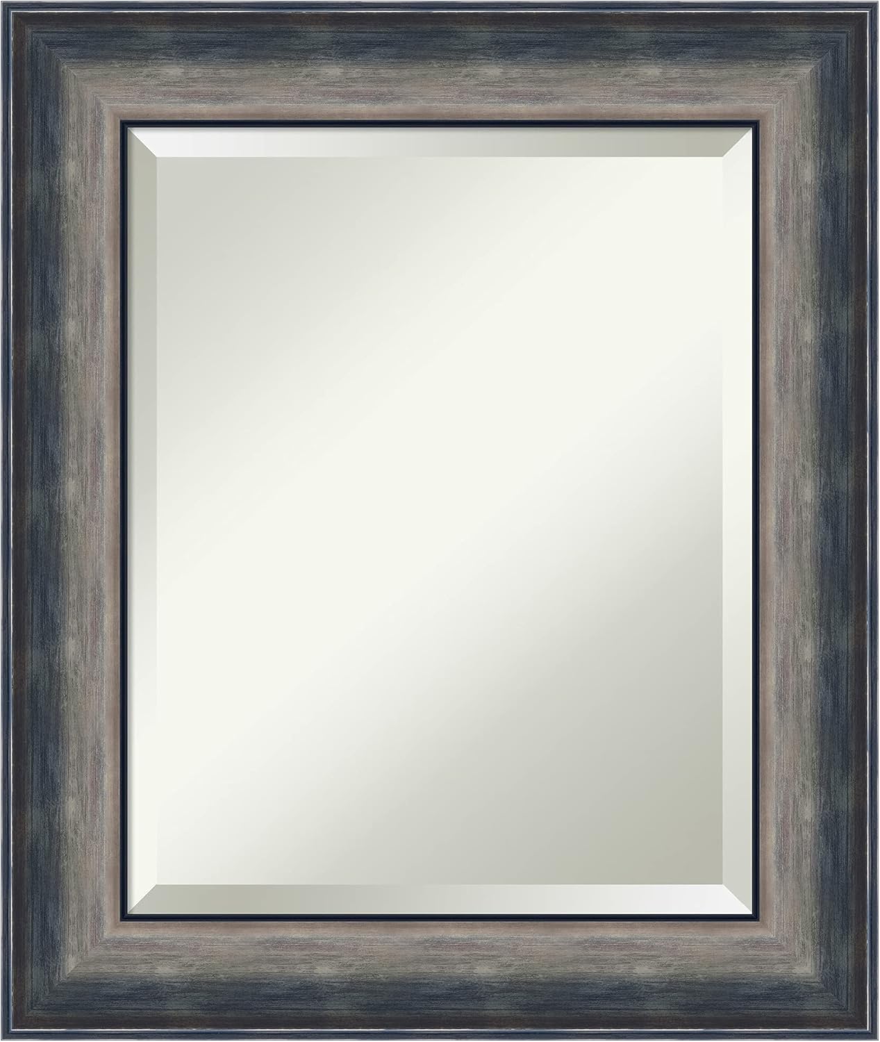 Amanti Art Silver Bathroom Mirror for Over Sink, 26x22 Quicksilver Scoop Rectangle Vanity Mirror, Small Casual Wood Frame, Hangs Horizonally and Vertically, Bathroom Wall Decor, Beveled Edge