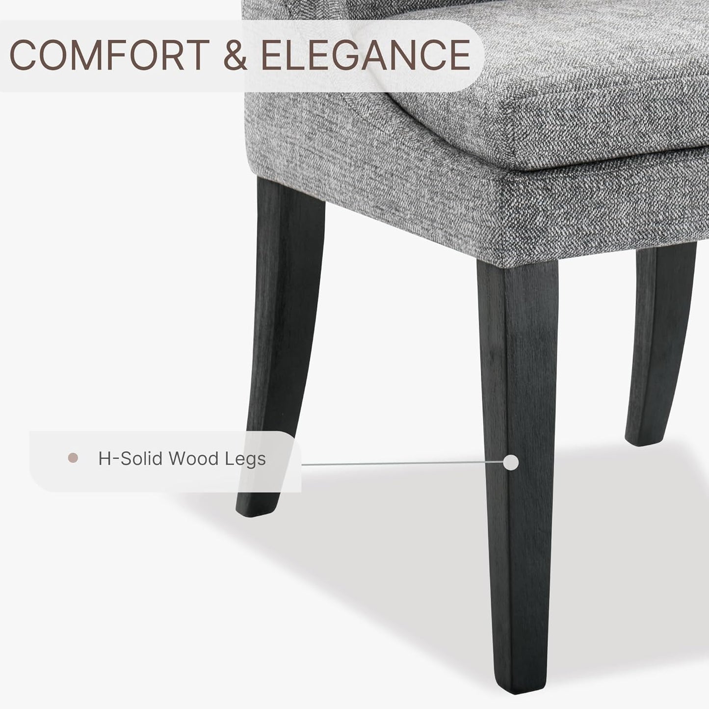 Upholstered Dining Chairs Modern Sidechair Performance Fabric High Back Armlesschair for Diningroom Kitchen,Dark Grey,Set of 4(2 Box)