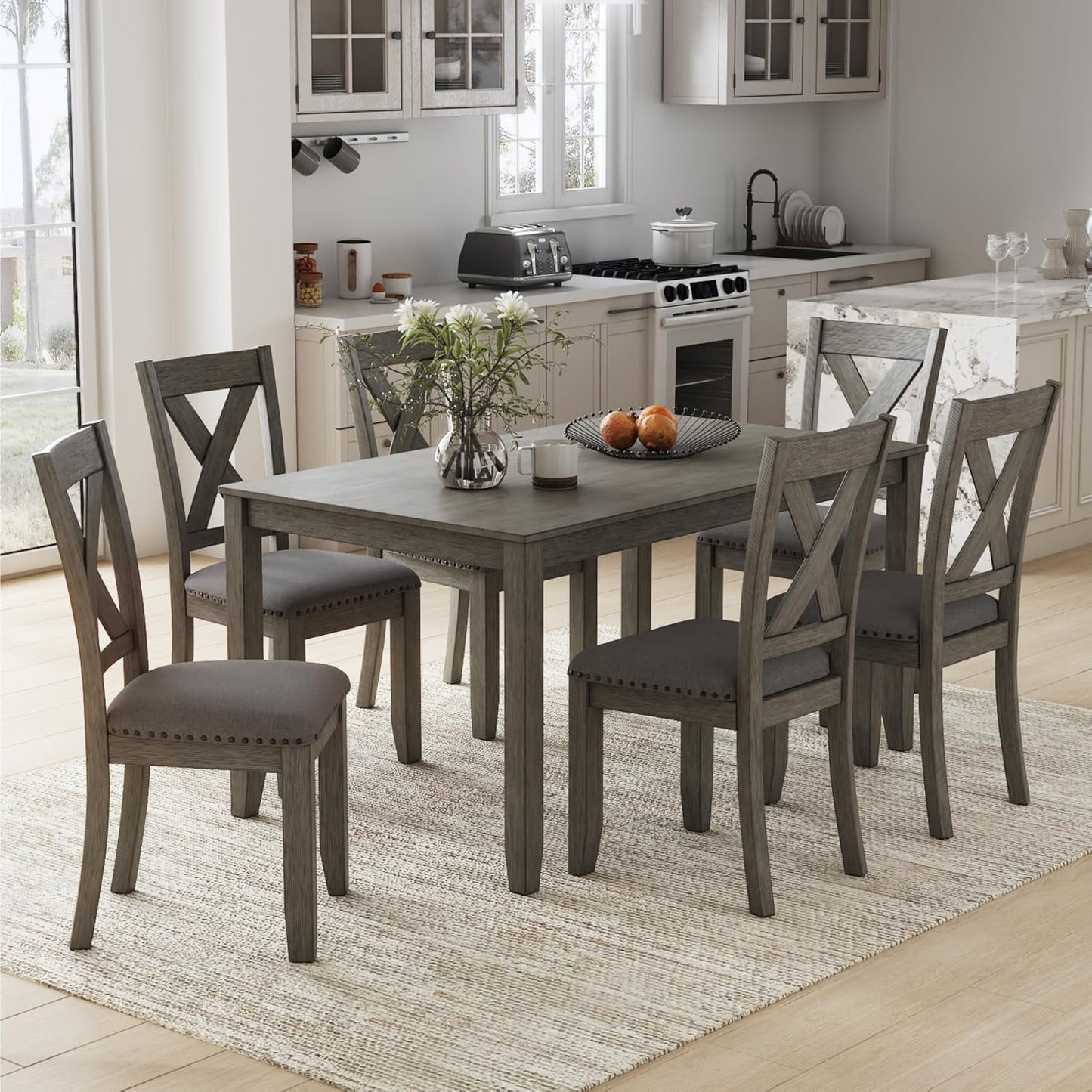 Signature Design by Ashley Caitbrook Rustic 7 Piece Dining Set, Include Table and 6 Chairs, Gray