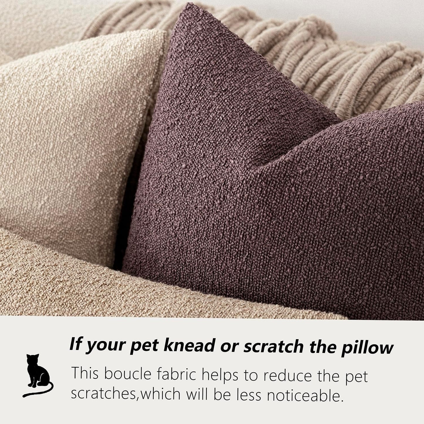 Foindtower Pack of 2 Textured Boucle Throw Pillow Covers Accent Solid Pillow Cases Cozy Soft Decorative Couch Cushion Case for Chair Sofa Bedroom Living Room Home Decor 18x18 Inch Dark Purple