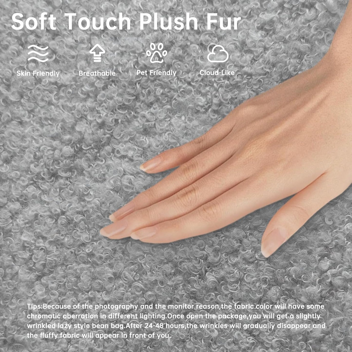 Bean Bag Chairs for Adults, BeanBag Reading Chair Memory Foam Couch, Floor Chair Soft Teddy Material, Comfy Reading Nook Chairs for Bedroom Living Room Office (Grey)