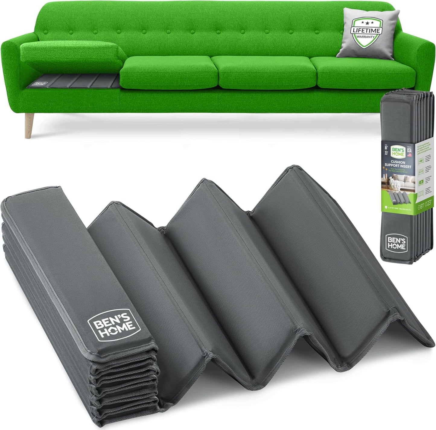 BEN'SHOME® Deep Couch Cushion Support for fix Sagging Seats - Heavy Duty Solid .5" Wood Sofa Support Board | Adjustable 68"-81" x 23" Under Cushion Insert | Non-Slip Furniture Saver | 400 LB Capacity