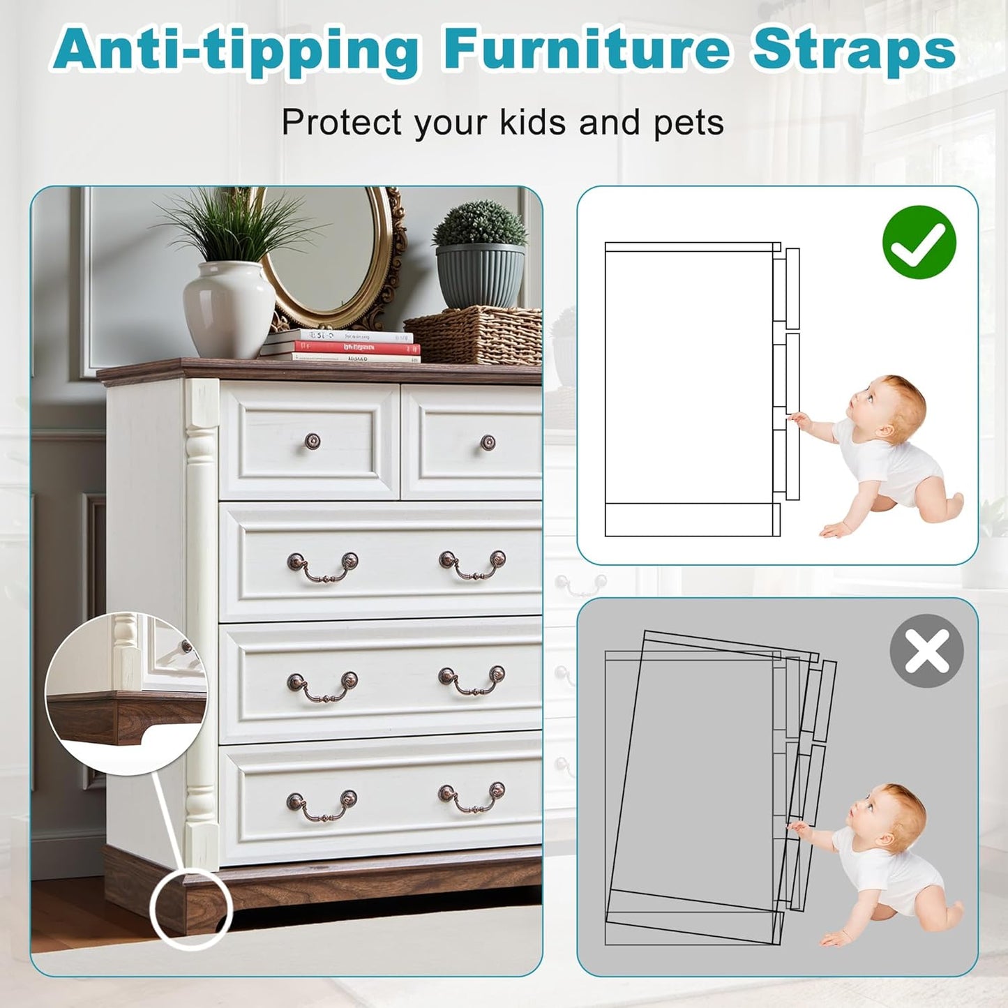 31.5" Farmhouse Sideboard Buffet Cabinet with Storage, Kitchen Buffet Storage Cabinet with 5 Drawers, Modern Wood Accent Sideboard for Living Room, Kitchen, Hallway(Antique White)