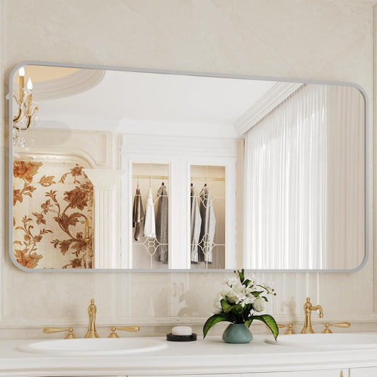 30x55 Wall-Mounted Mirrors,Silver Bathroom Mirror,Mirror for Bathroom,Espejo para baño,Bathroom Mirrors Pair,Bathroom Vanity Mirror