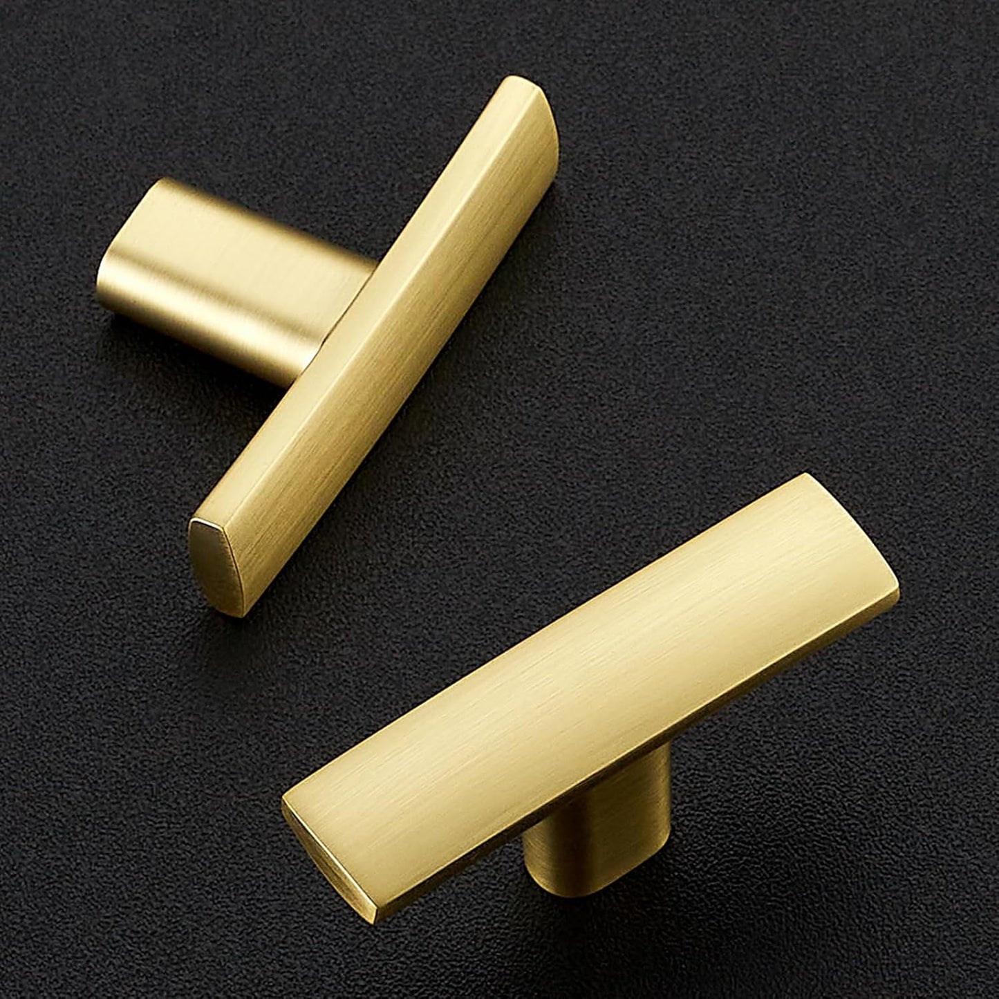 25 Pack Cabinet Handles Single Hole - Curved Cabinet Knobs Brushed Brass Drawer Pulls for Kitchen Cupboard Solid Pulls for Dresser Drawer Arch Closet Hardware