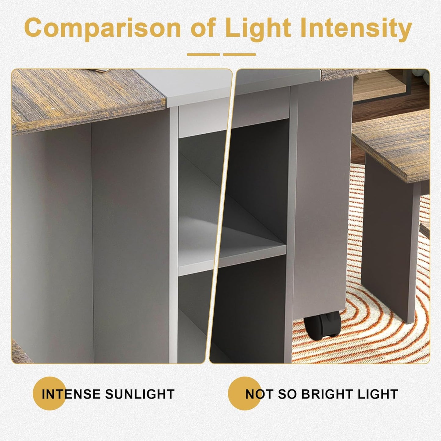 Ball & Cast 5 Pieces Folding Extendable Dining Table Set with 4 Chairs for 4 Peoples,55'' Drop Leaf Wood Kitchen Table Set w/Storage and 6 Wheels,Easy to Assemble,for Small Space,Brown+Gray