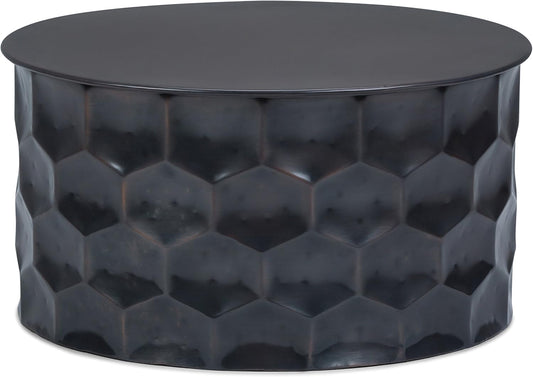 SIMPLIHOME Whitney Industrial 31 inch Wide Metal Storage Coffee Table in Antique Bronze, Fully Assembled for the Living Room and Bedroom