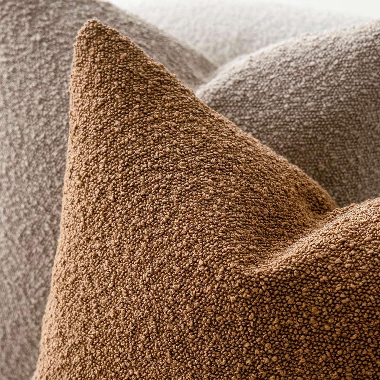 Foindtower Pack of 2, Decorative Textured Boucle Throw Pillow Covers Accent Solid Pillow Cases Cozy Soft Couch Cushion Case for Chair Sofa Bedroom Living Room Home Decor 22 x 22 Inch Rust Tobacco