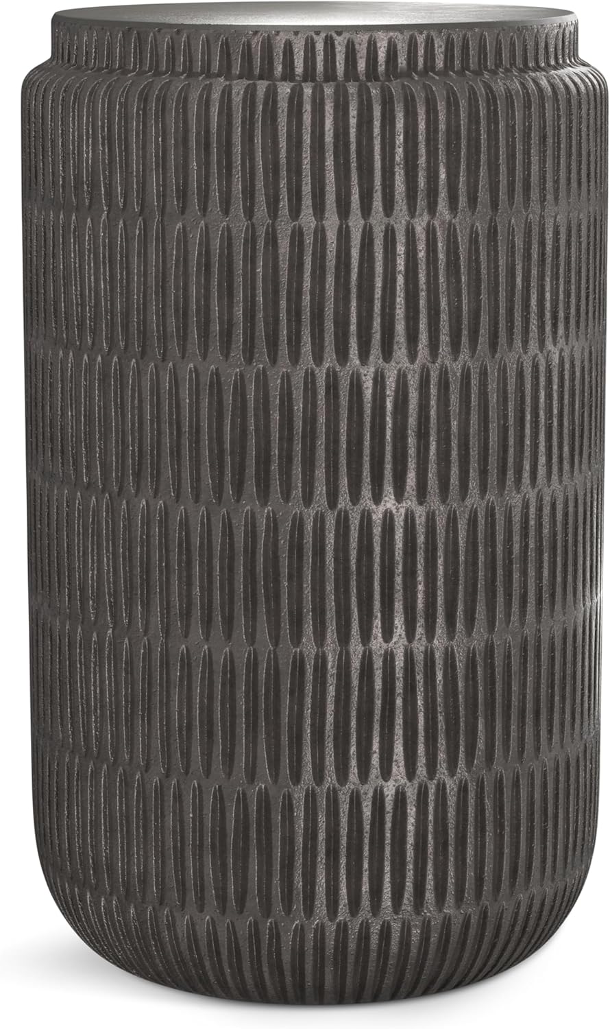 SIMPLIHOME Juno Metal Side Table in Graphite, 14.6 x 14.6 x 21.5 inches, Cast Aluminum Round Top for Living Room, Bedroom, Entryway, Assembled