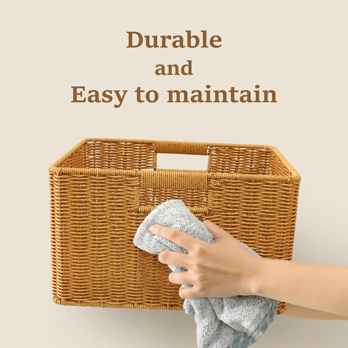 myHomeBody Wicker Nightstand with Drawers, Bed Side Table Bedroom, End Table with Storage, Small Storage Cabinet, Drawers for Bedroom, Latte