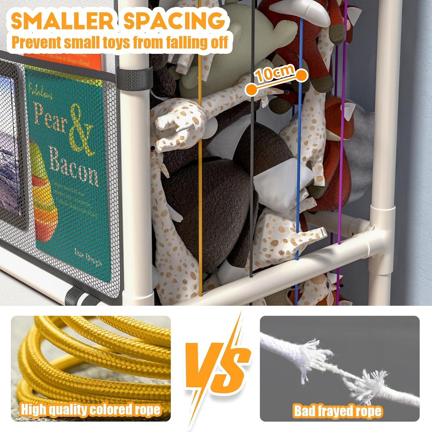 chinensis 2025 New Extra Large Stuffed Animal Storage Zoo-ABS Plushies Organizer with Colorful Bands and Limit Switches, Creative Display Shelf for Nursery, Playroom, Kid Room,Bedroom