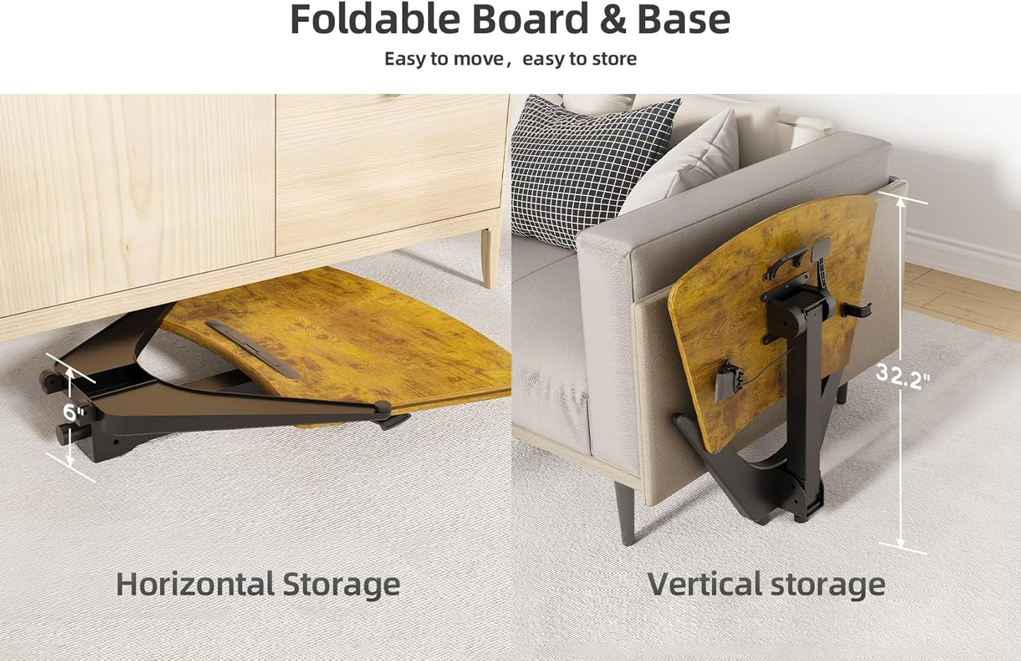 Claiks Mobile Standing Desk, Portable Rolling Sit-Stand Desk with Wheels, Height-Adjustable with 90 Tiltable Top, Foldable Computer Stand, Rustic Brown