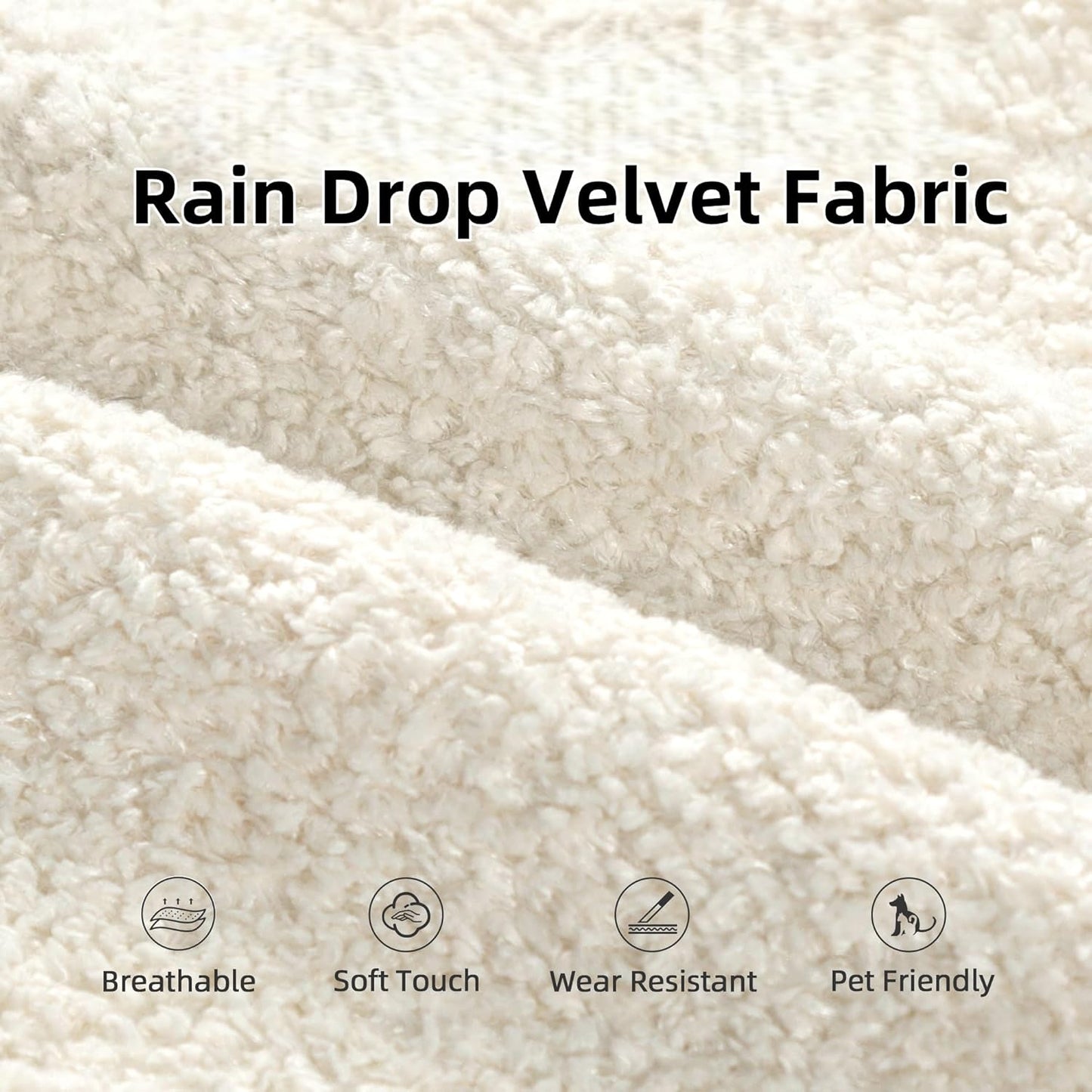 Cloud Sectional Couch, 104”L-Shape Oversized Sofa with Left Chaise Lounge, Modular Sleeper Couch with Pillows & Deep Seat, Rain Drop Velvet Fabric Compressed Sofa for Living Room, Beige