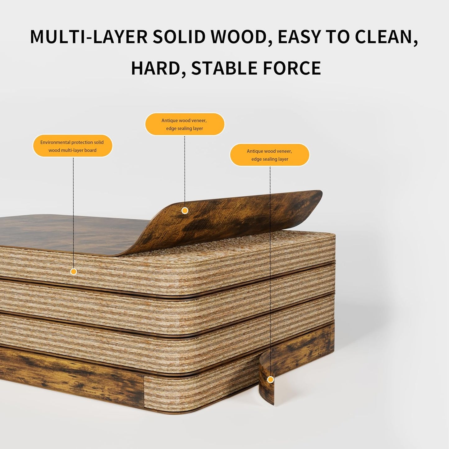 Ball & Cast 5 Pieces Dining Table Set with 4 Chairs,Kitchen Table and Chairs for 4 W/ 43" Rectangle Desk,Living Room Furniture W/Anti-Slip Foot Pads and Corner Protection,for Small Space,Brown