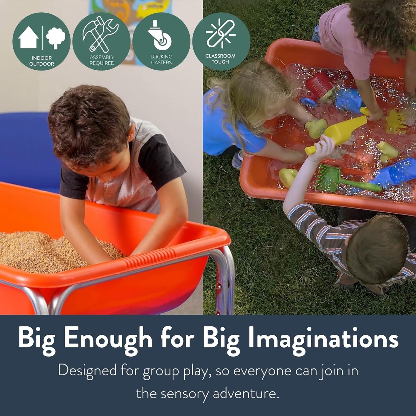 Children's Factory Medium Sensory Table – 18″ Height Table, Sandbox, Water Table for Kids, Red