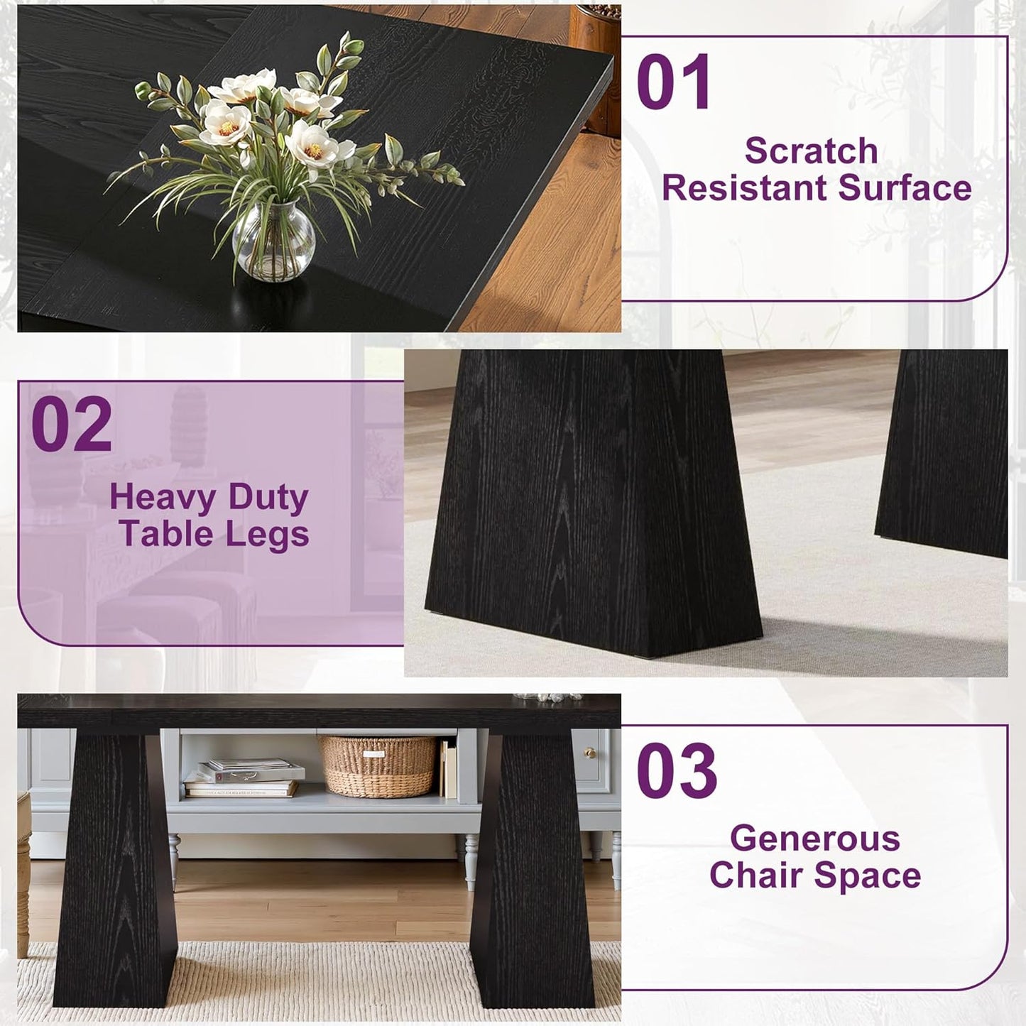 Round Dining Table for 4, 47" Wooden Kitchen Dinner Table Rustic, Farmhouse Table for Dining Room, Living Room, Gery