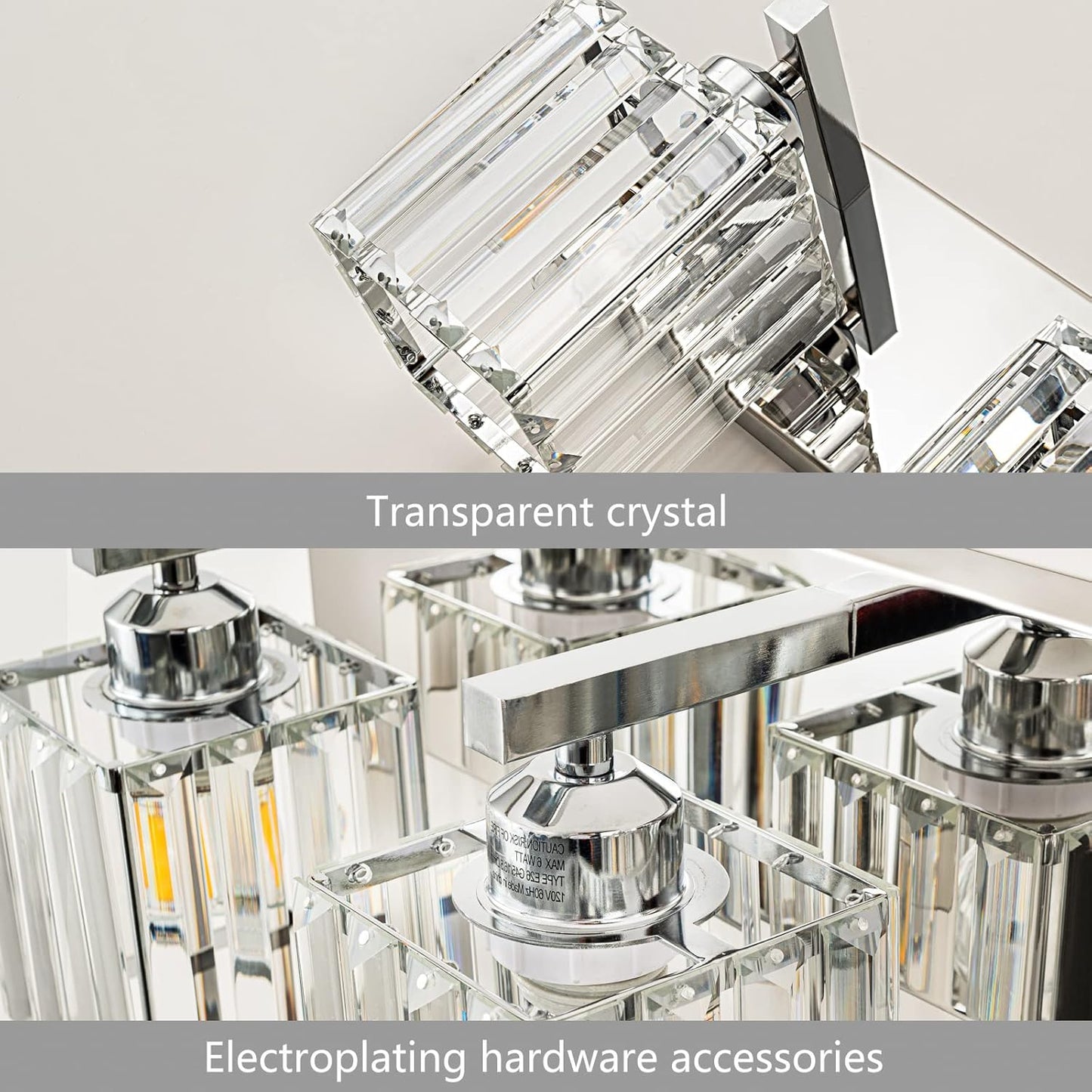 Modern Bathroom Vanity Light 2-Lights Chrome Crystal Bathroom Wall Light Vanity Light Fixtures，12.59-inch Modern Minimalist Design