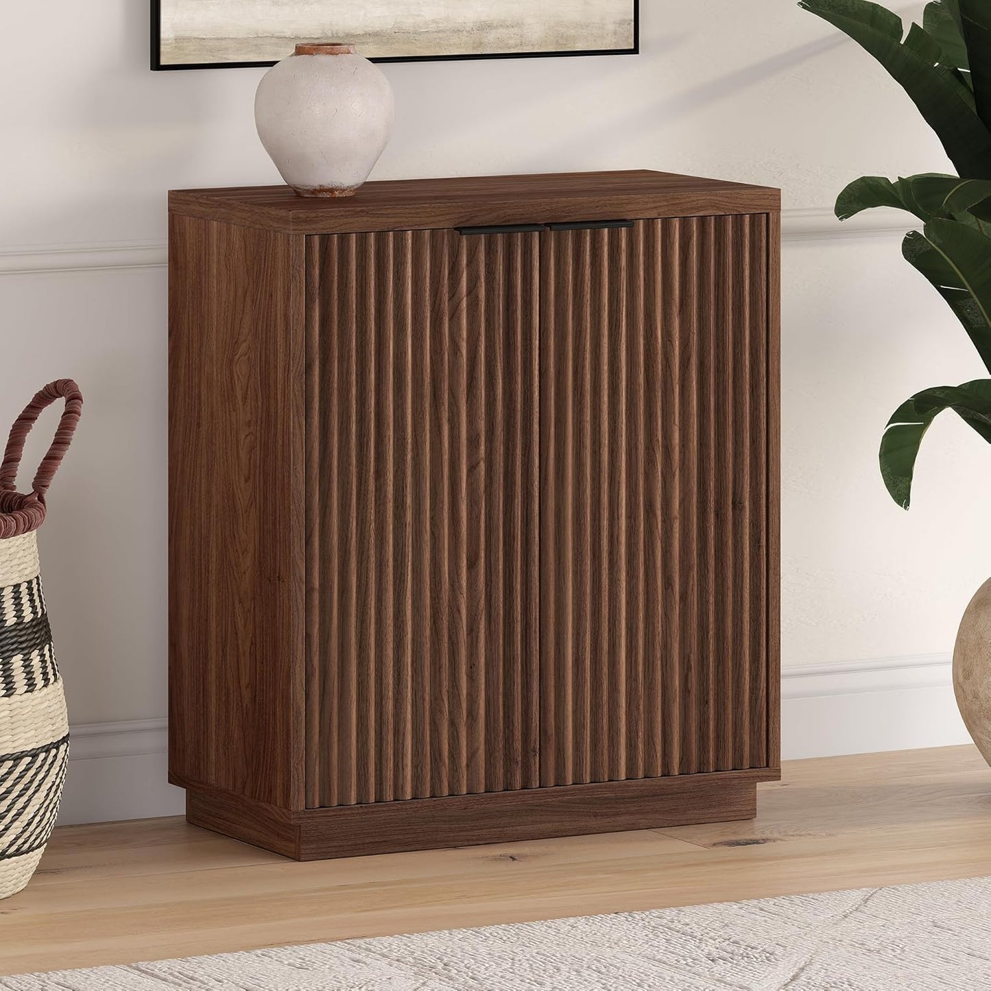 Henn&Hart 28" Wide Rectangular Accent Cabinet in Satin Walnut, for Home, Living Room, Bedroom, Entertainment Room, Office