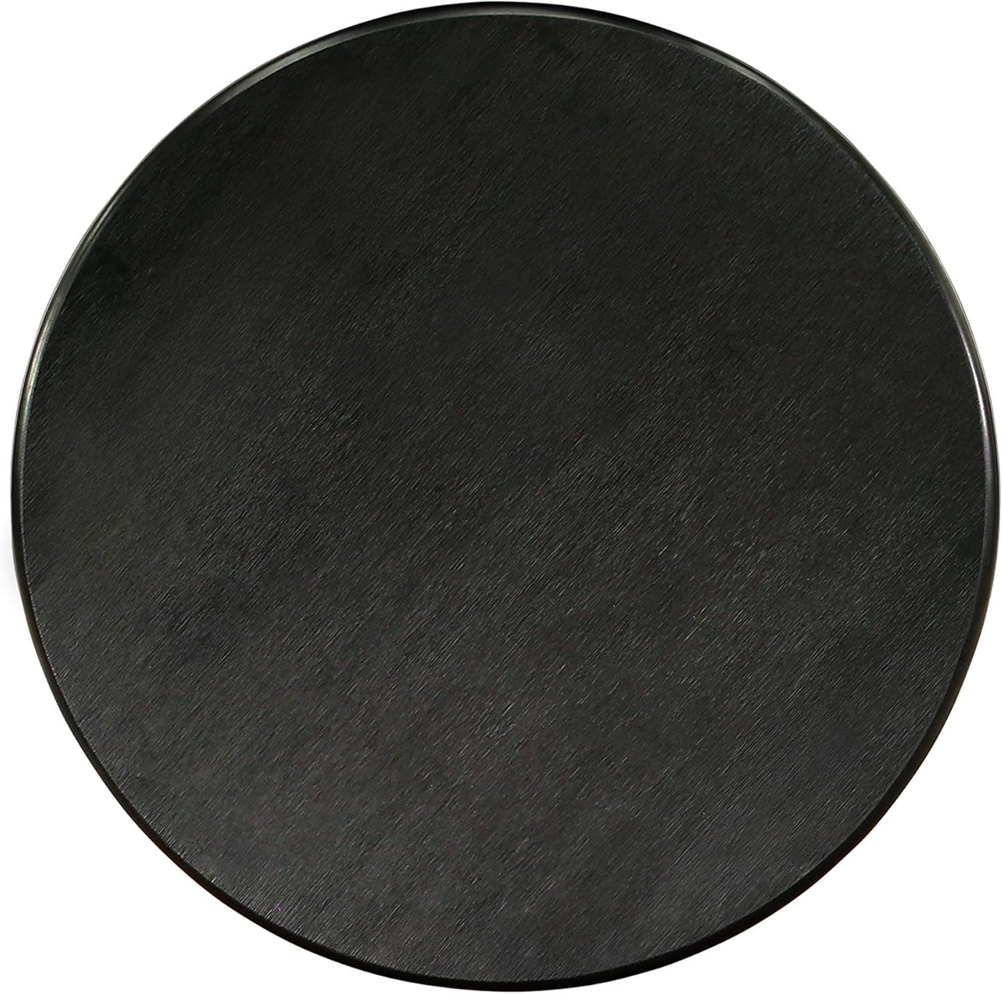 East West Furniture ANVA3-BLK-C 3 Piece Modern Dining Table Set Contains a Round Kitchen Table with Pedestal and 2 Linen Fabric Dining Room Chairs, 36x36 Inch, Black