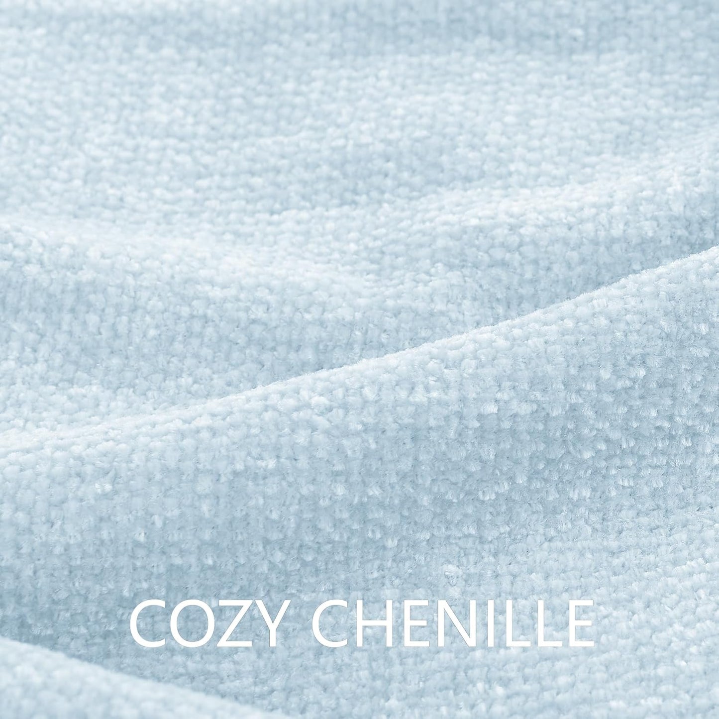 Chenille Throw Blanket for Couch 50"X 60", Soft Cozy Throws with Fringe Tassel for Bed Sofa Chair Cover, Lightweight Knitted Decorative Boho Blankets for Living Room, Light Blue