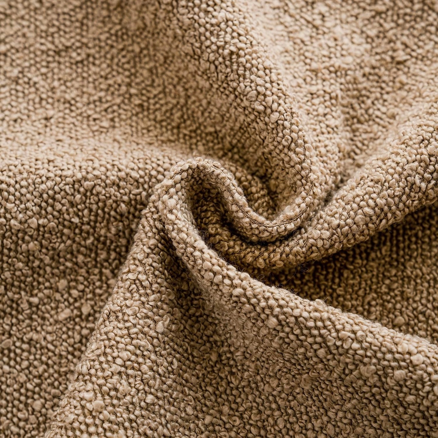 Foindtower Set of 2, Decorative Textured Boucle Throw Pillow Covers Accent Solid Pillow Cases Soft Cozy Couch Cushion Case for Chair Sofa Bedroom Living Room Home Decor 26 x 26 Inch Taupe Khaki Camel