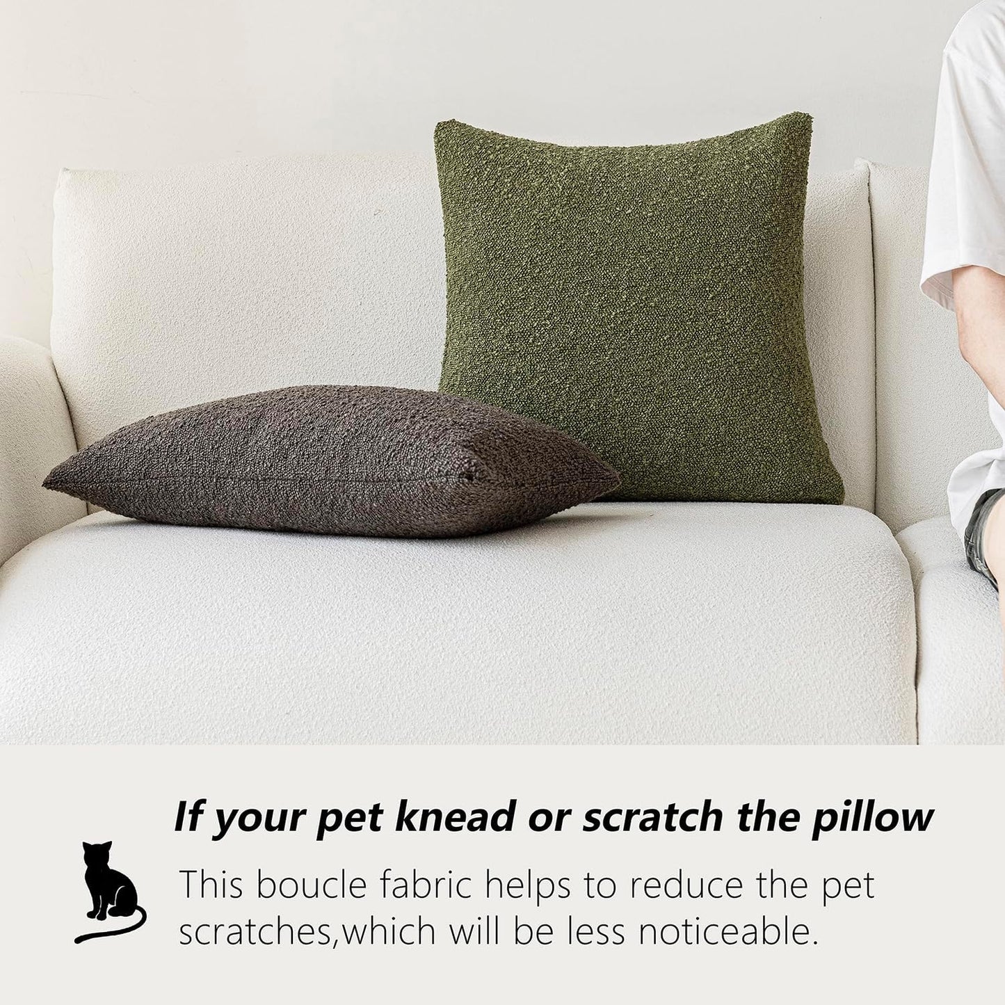 Foindtower Pack of 2 Modern Textured Boucle Throw Pillow Covers Accent Solid Decorative Lumbar Pillow Cases Cozy Couch Cushion Case for Chair Sofa Bedroom Living Room Home Decor, 12 x 20 Inch,Green