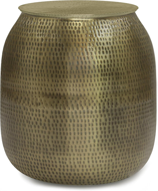 SIMPLIHOME Griffen Contemporary 19 inch Wide Metal Storage Accent Side Table in Antique Gold, Fully Assembled for the Living Room and Bedroom