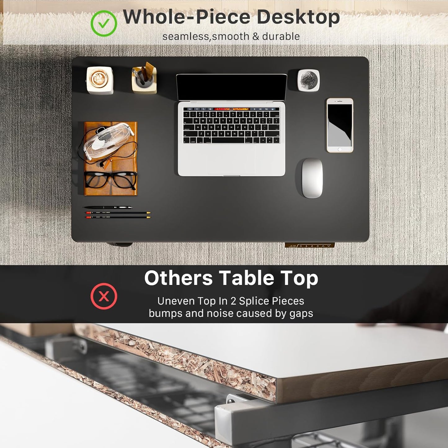 JOY worker Small Electric Standing Desk, 31.5" x 20" Whole Piece Height Adjustable Desk with Memory Controller, Black Sit to Stand Workstation for Home Office